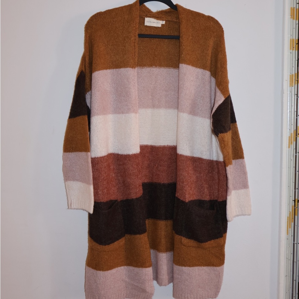 Dreamers colorblock brown shades cardigan Size Medium Large